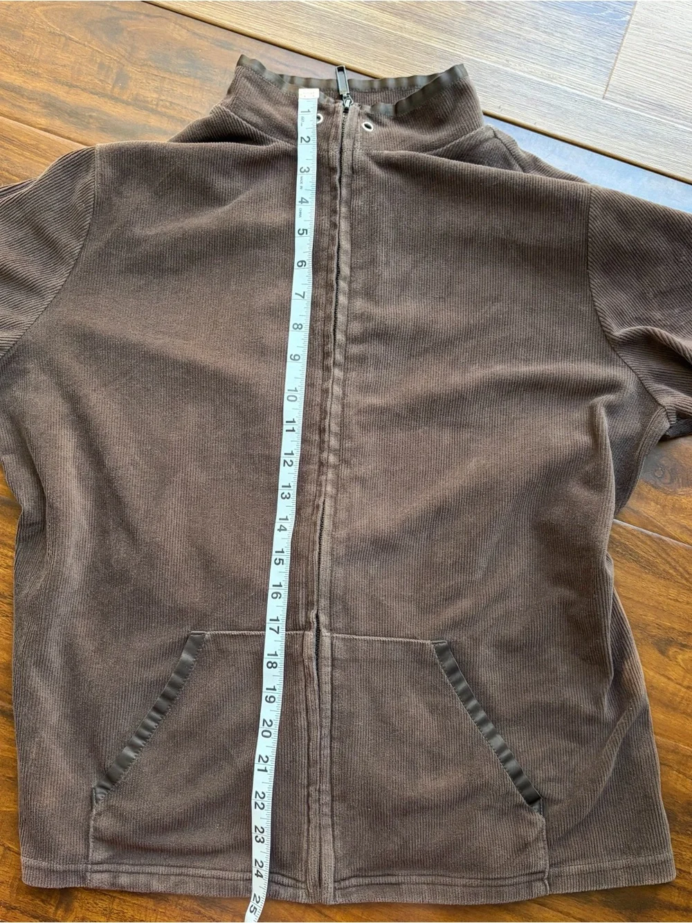 Brown Corduroy Zip Front Jacket